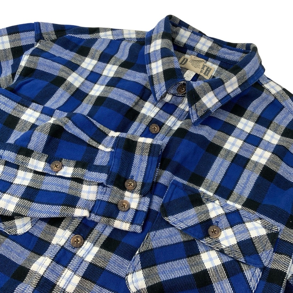Duluth Trading Mens XL Tall Burlyweight Flannel Shirt Button Up Thick Heavy Blue